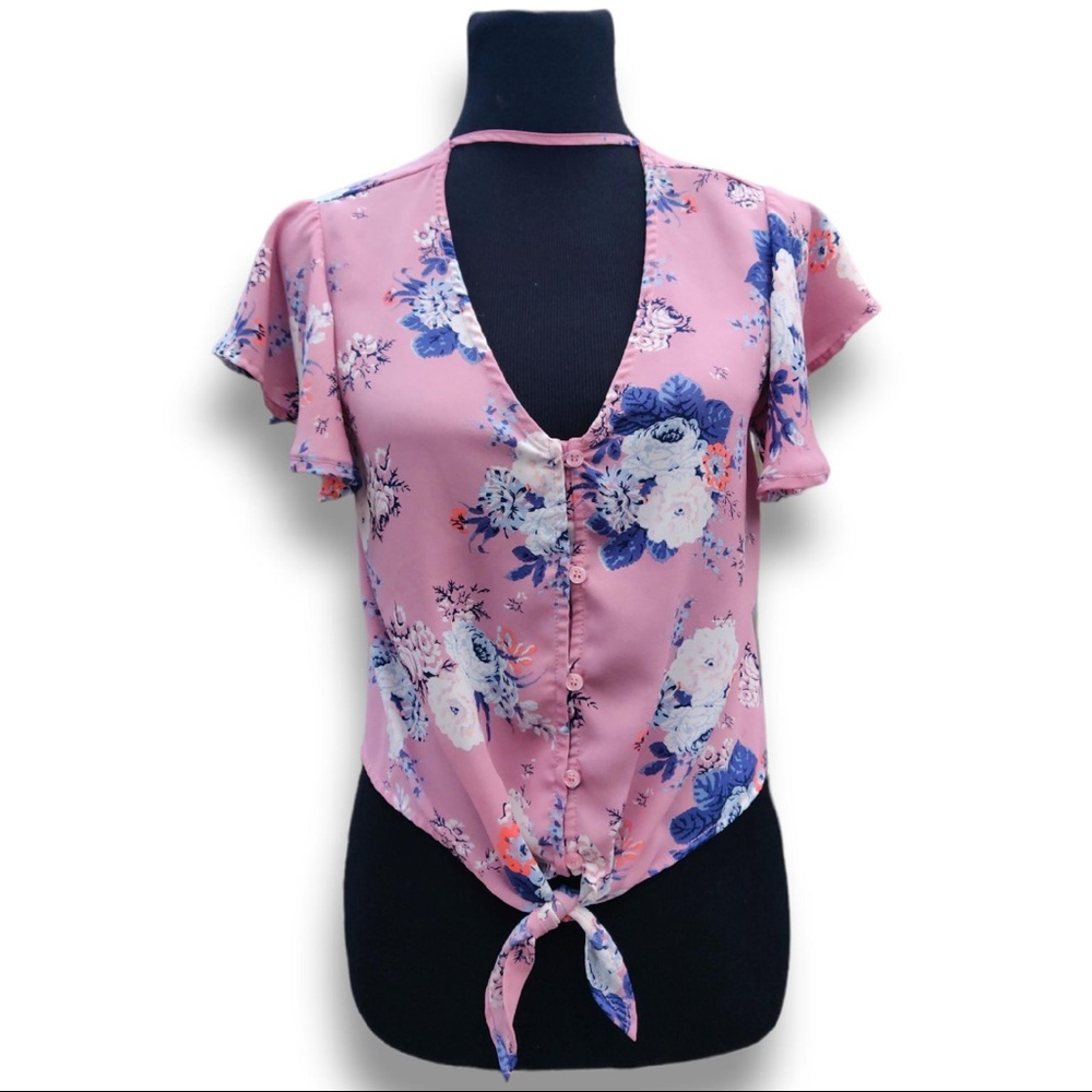 Love, Fire Pink Floral Blouse